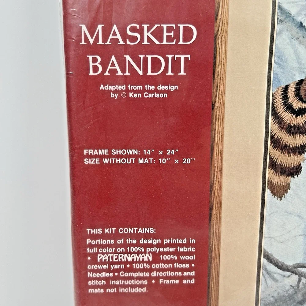 Raccoon Crewel Embroidery Kit Needle Treasures Masked Bandit 10